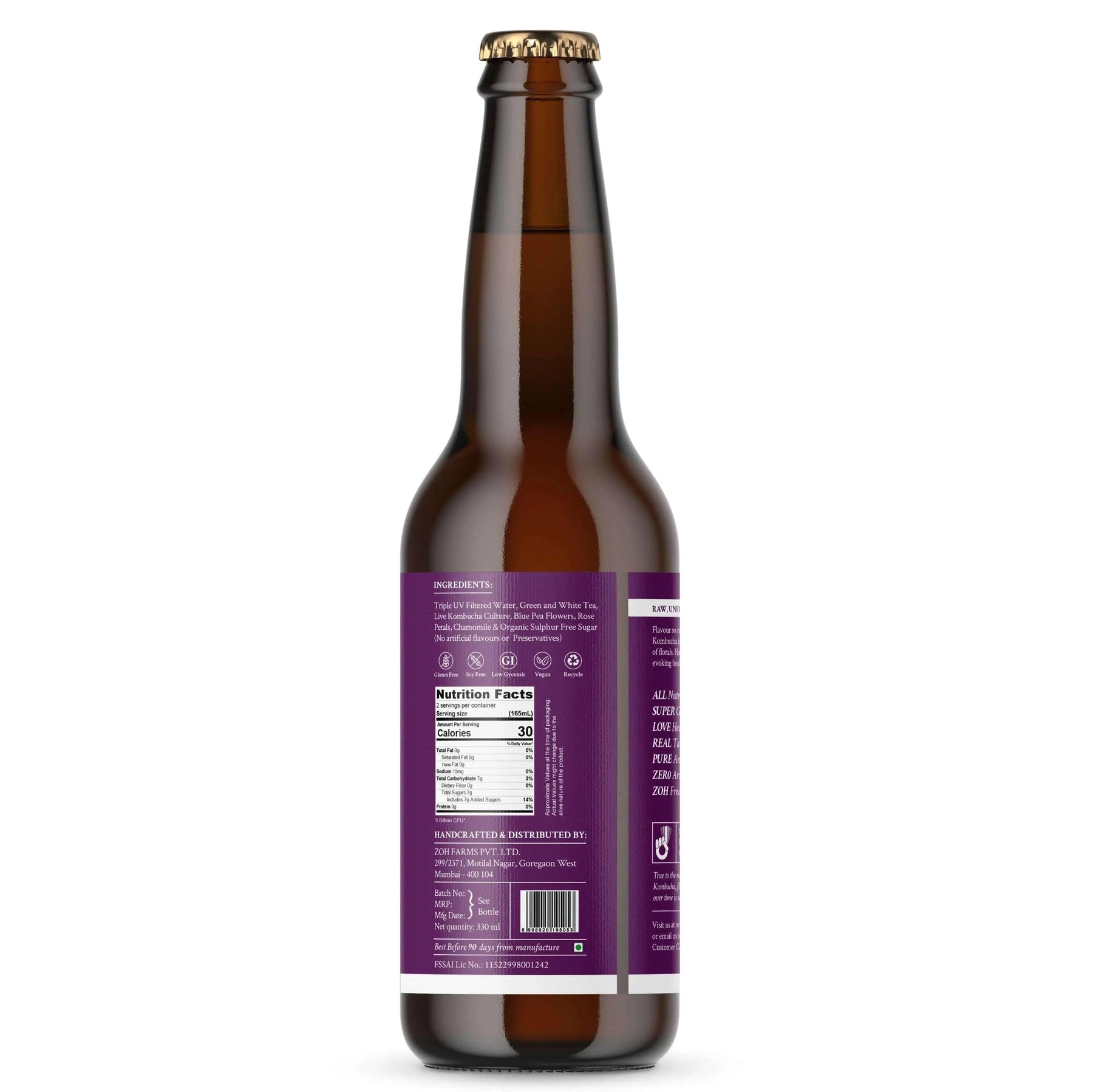 Nutrition Facts of Floral Zoh Kombucha: Crafted for Detoxification, India
