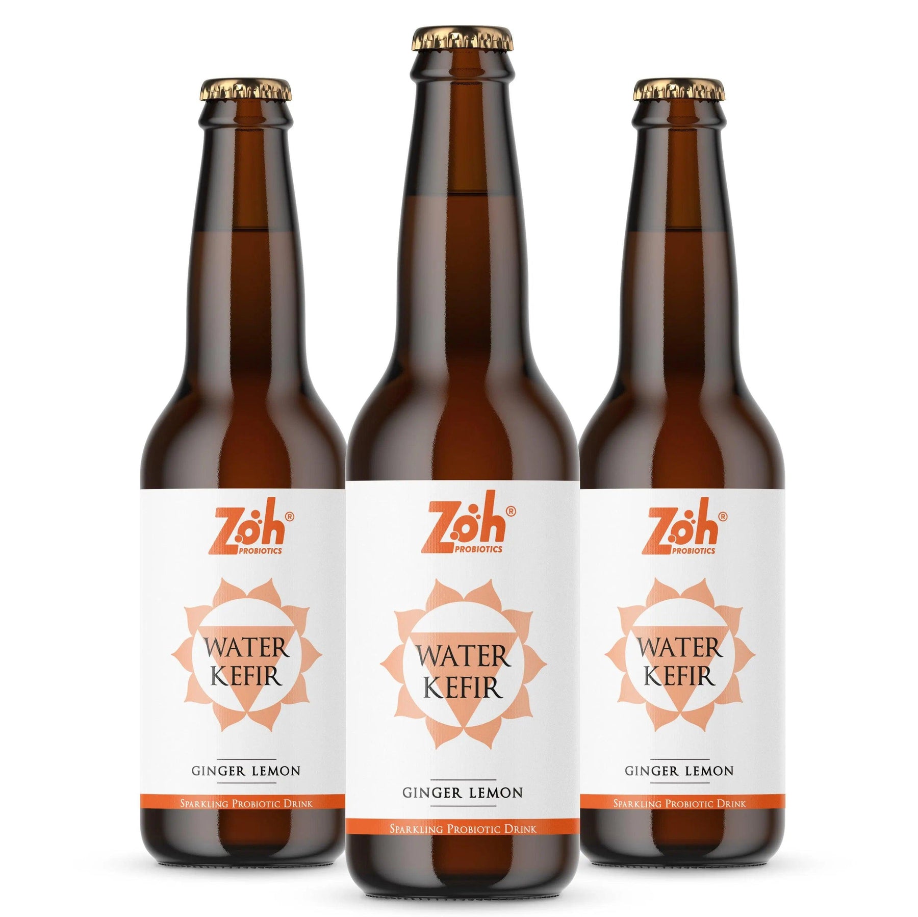 Zoh Ginger Lemon Water Kefir 3-Pack: Refreshing Hydration, Digestive Aid, India's Favored Beverage