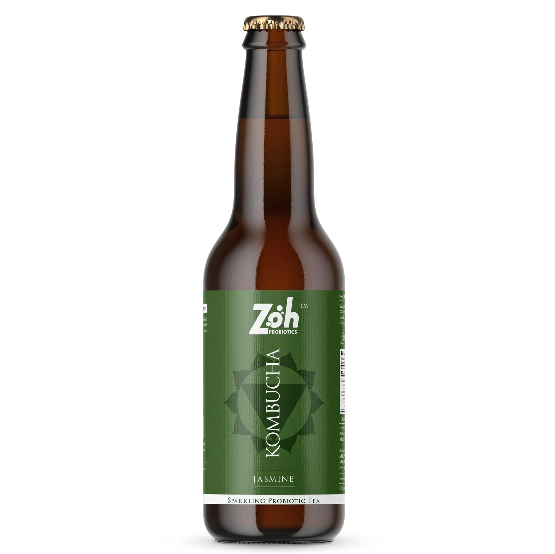 Front View of Jasmine Zoh Kombucha: Aromatic Jasmine Blend, India
