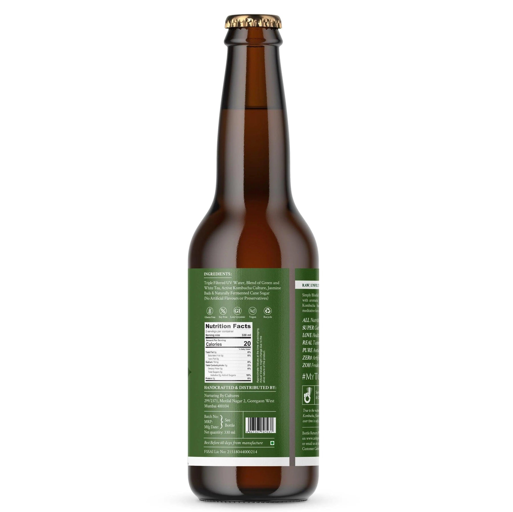 Nutrition Facts of Jasmine Zoh Kombucha: Mental Health and Relaxation, India