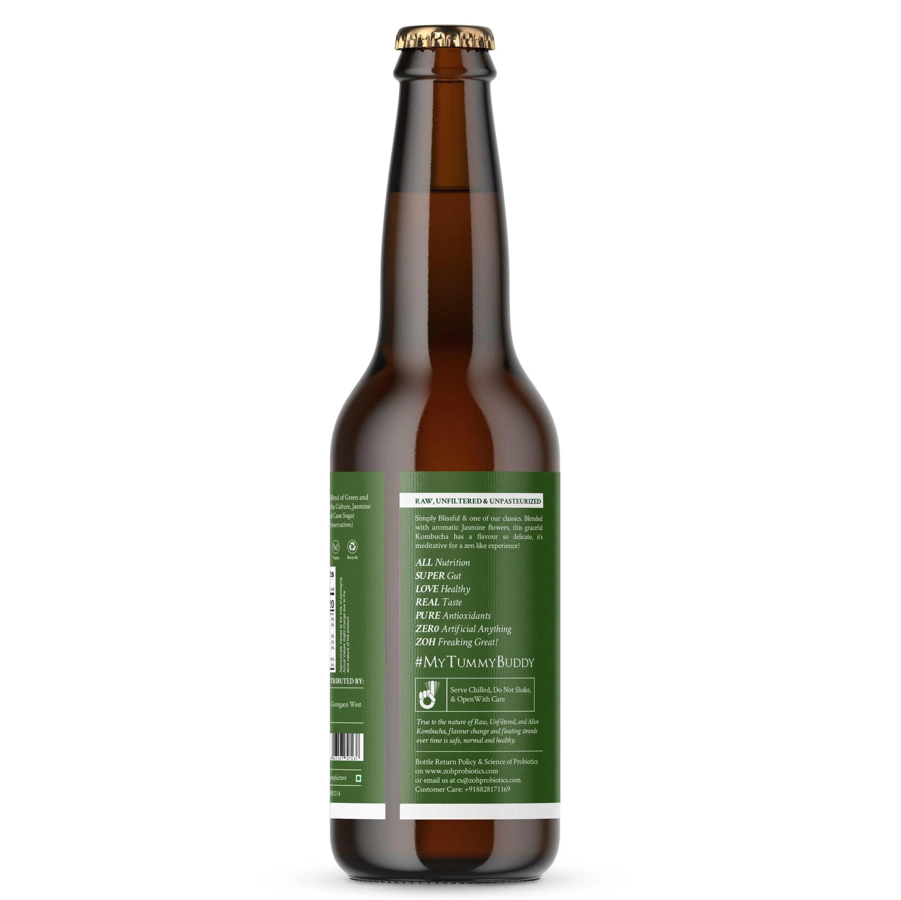 Left Side View of Jasmine Zoh Kombucha: Infused with Real Jasmine, India