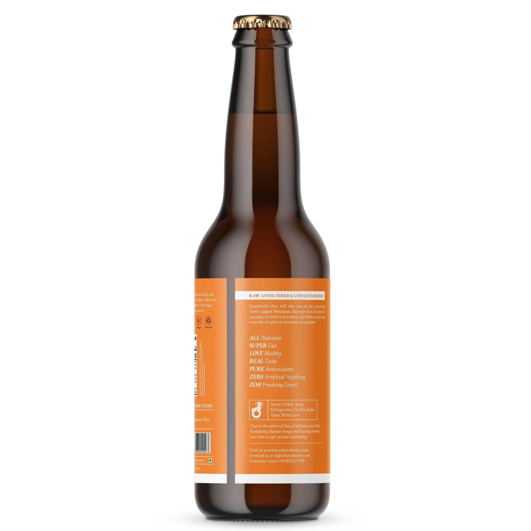 Left Side View of Kashmiri Kahwa Zoh Kombucha: Unique Flavor Profile, India