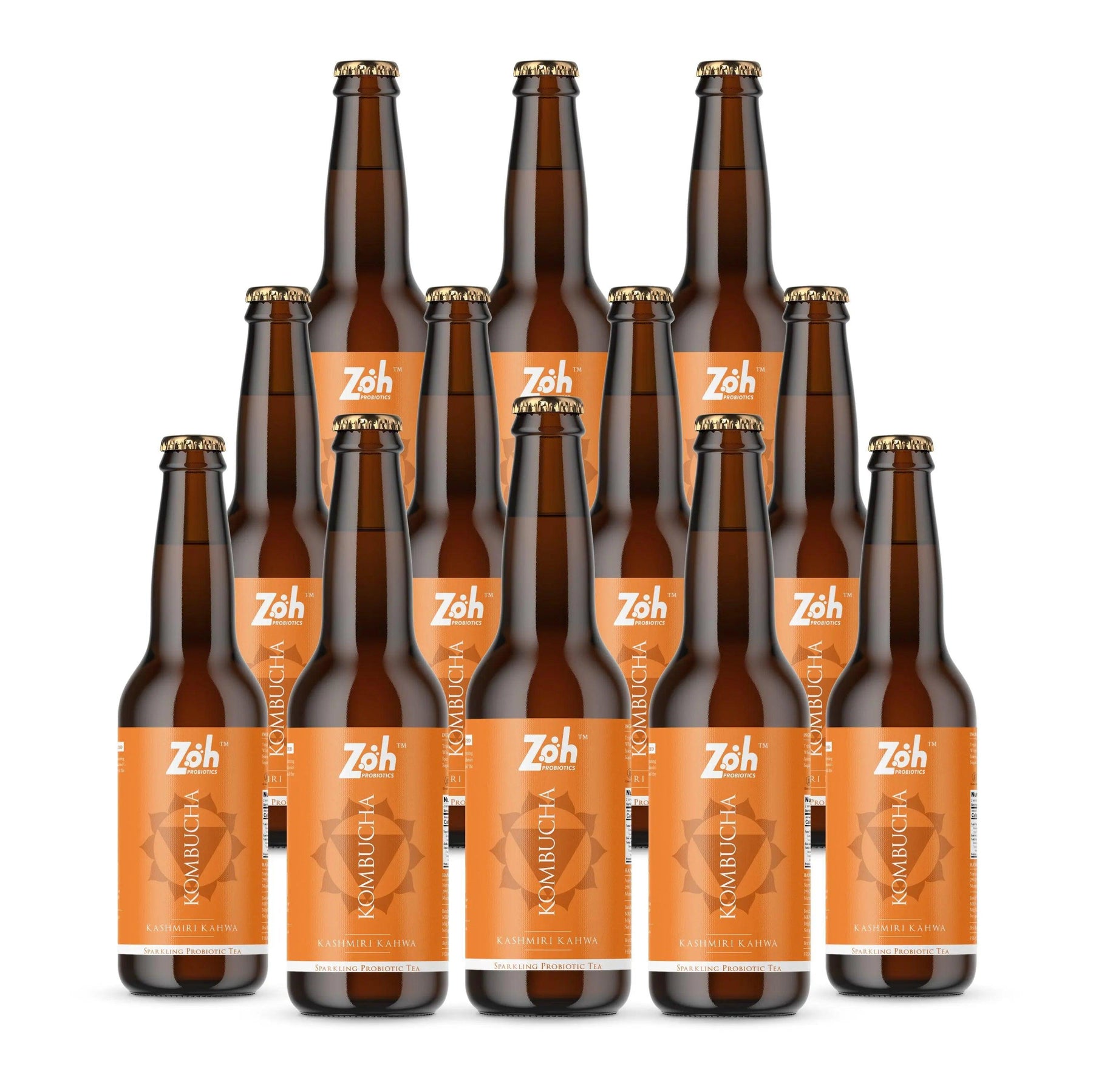 Zoh Kashmiri Kahwa Kombucha 12-Pack: Unique Taste of Tradition, India's Monthly Health Fix