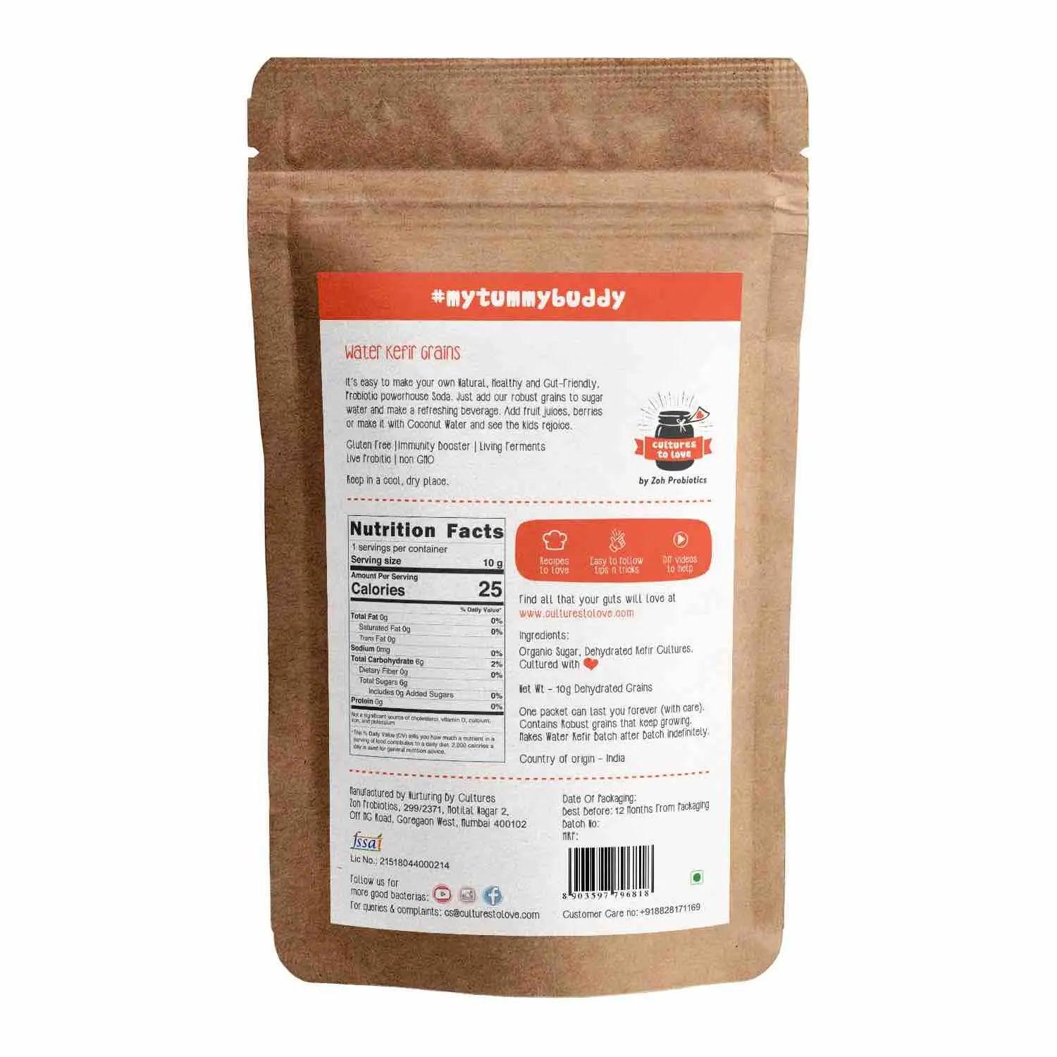 Zoh Probiotics Premium Water Kefir Grains packaging_Back