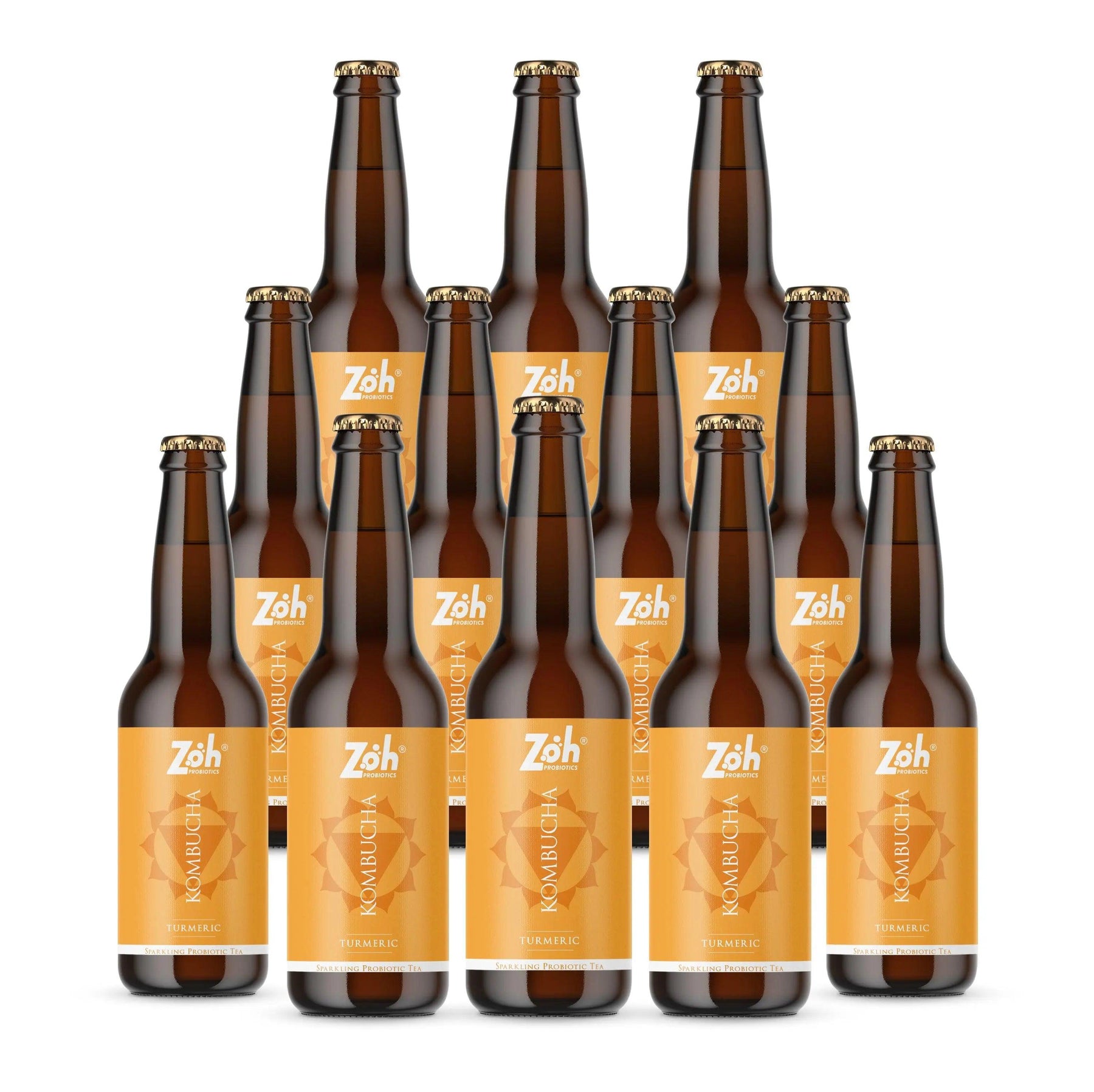 Zoh Turmeric Kombucha 12-Pack: Monthly Ayurvedic Care, India's Healing Elixir