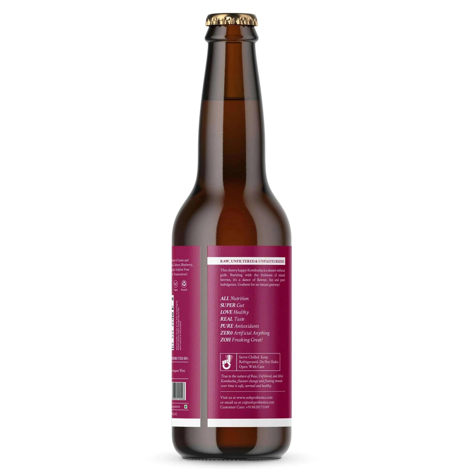 Left Side View of Peach Zoh Kombucha: Water Kefir, India