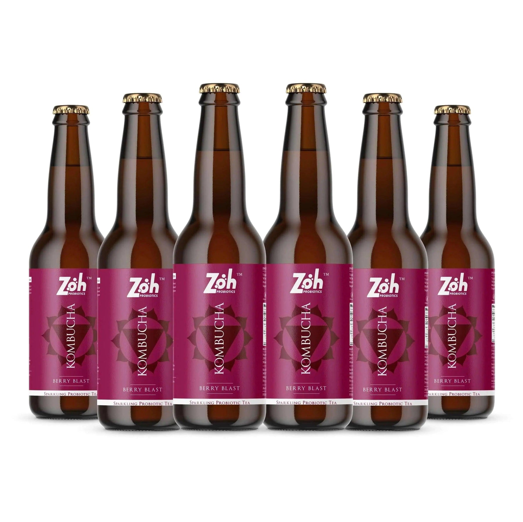 6-pack of berry blast Zoh Kombucha, premium probiotics in India