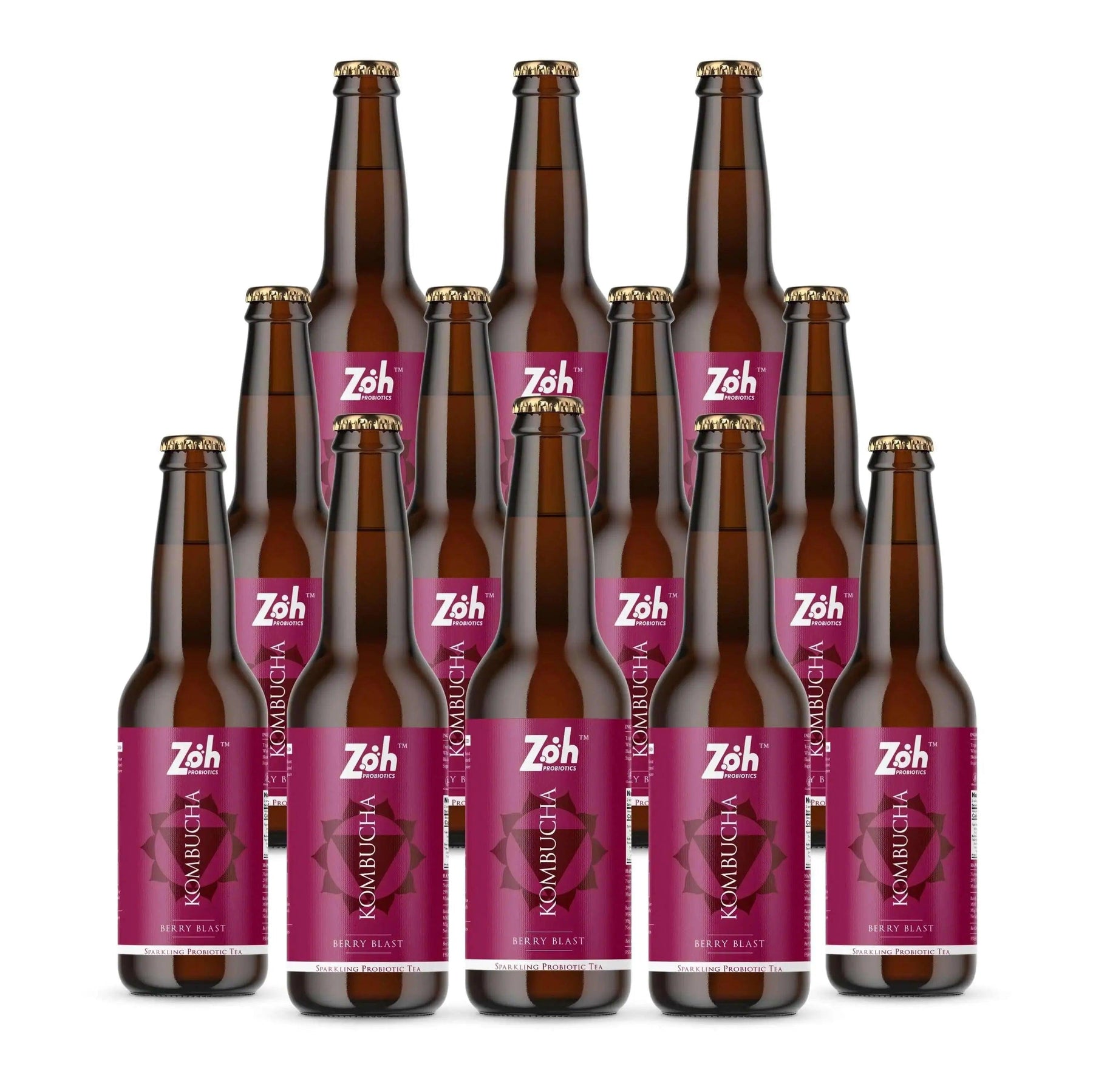 12-pack of berry blast Zoh Kombucha, best fermented beverages in India