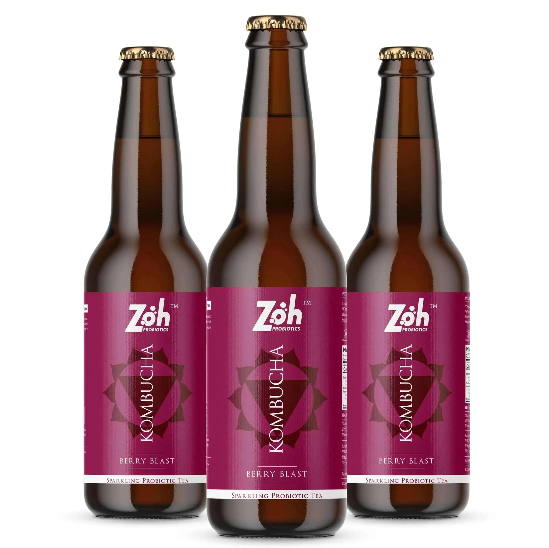 3-pack of berry blast Zoh Kombucha, gut health drink in India