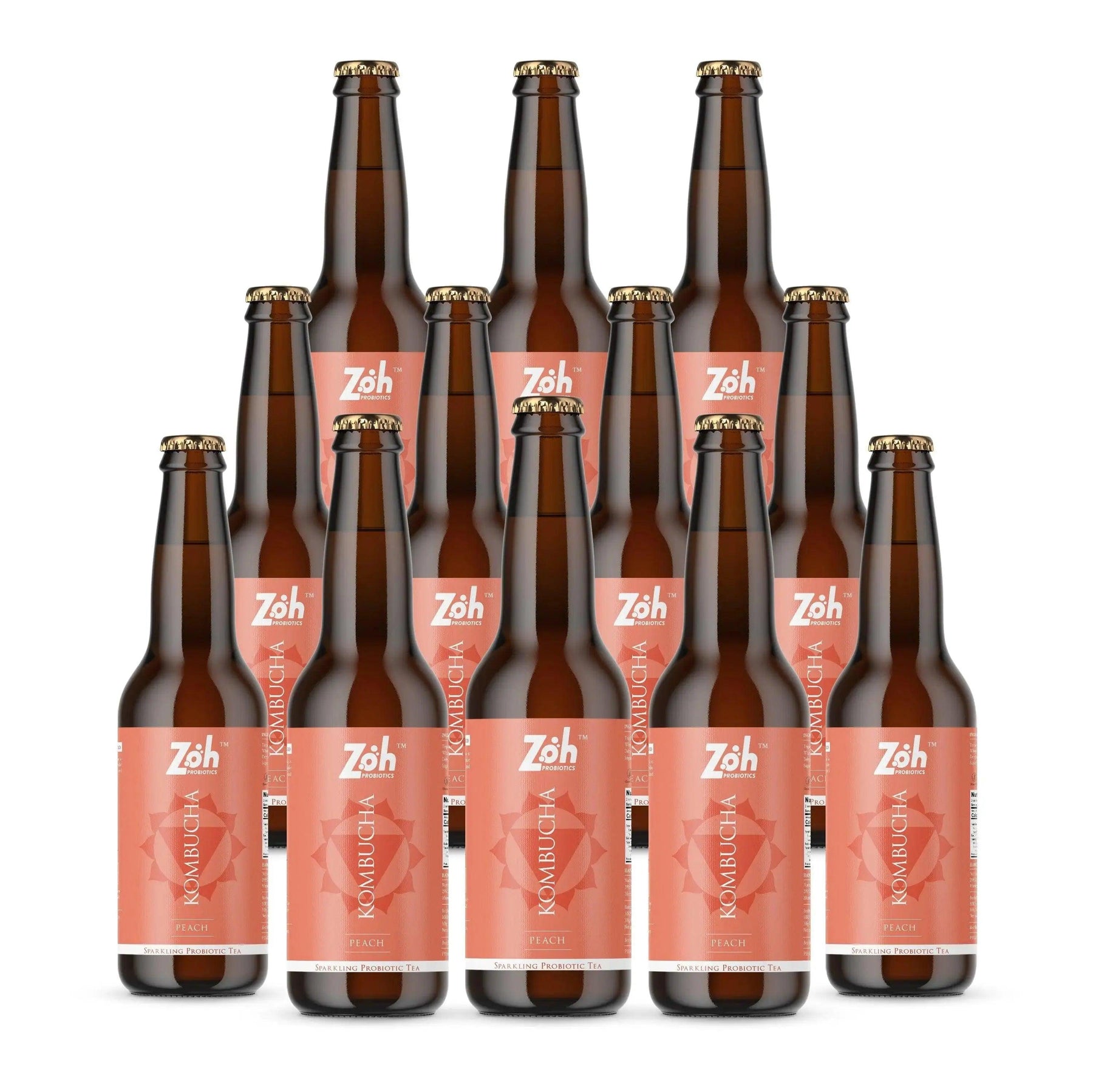 12-pack of peach Zoh Kombucha, best fermented beverages in India