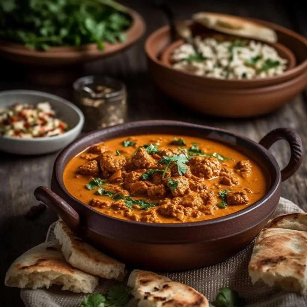 Plated Tempeh Makhani Paired with Warm Roti