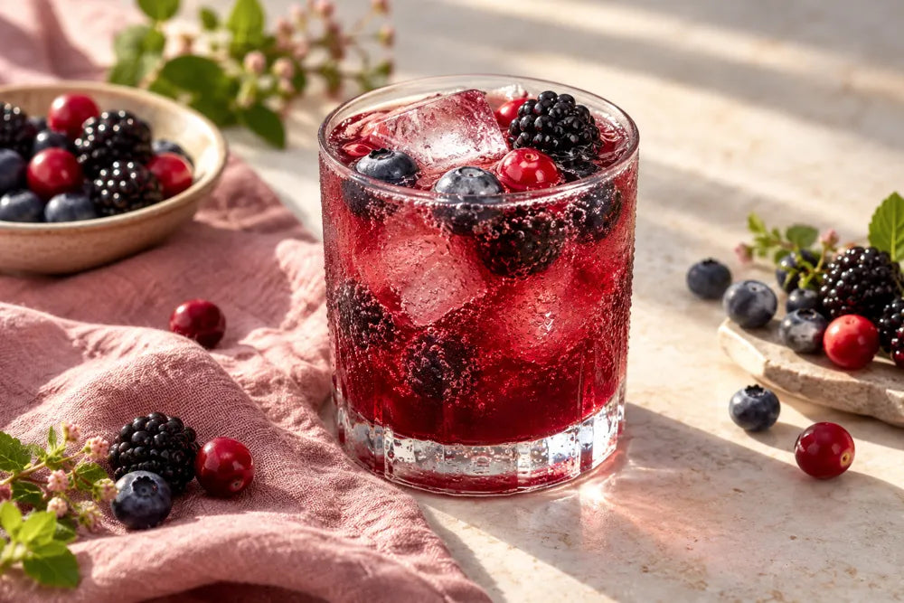 Berry Blast Kombucha serving suggestion