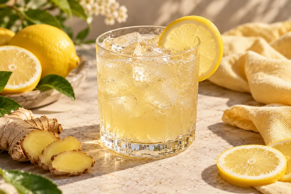 Ginger Lemon Water Kefir serving suggestion