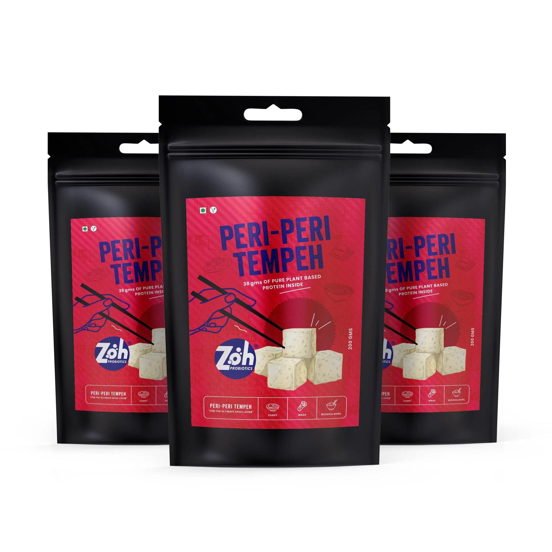 Bulk buy eco-friendly Zoh Peri Peri Tempeh pack of 3: Savory protein-rich meals in Mumbai