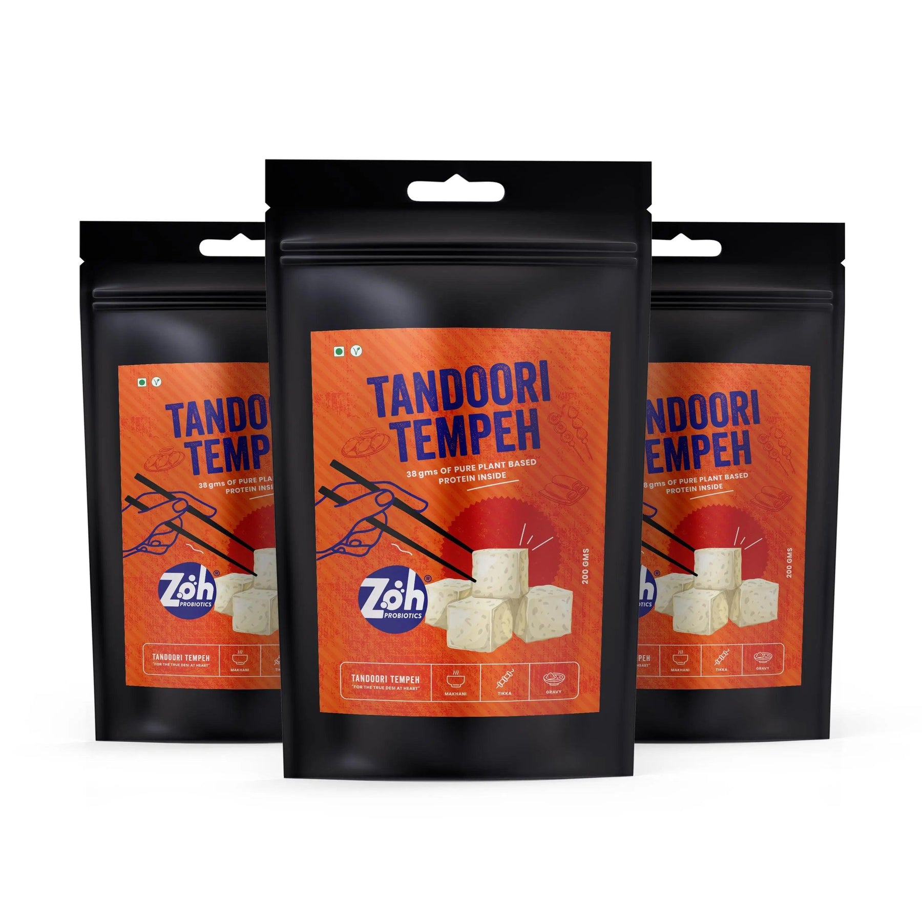 Bulk buy eco-friendly Zoh Tandoori Tempeh pack of 3: Savory protein-rich meals in Mumbai