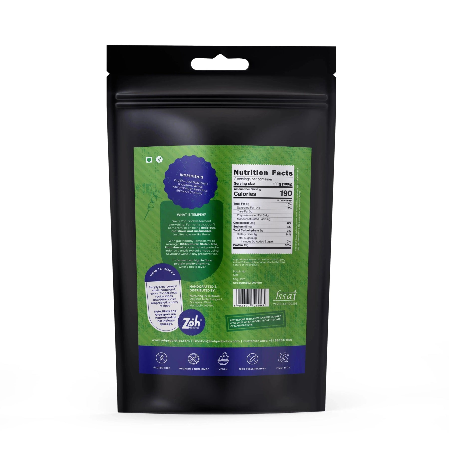 Nutritional details of bulk tempeh Zoh Plain Soybean: Organic, premium choice in Mumbai