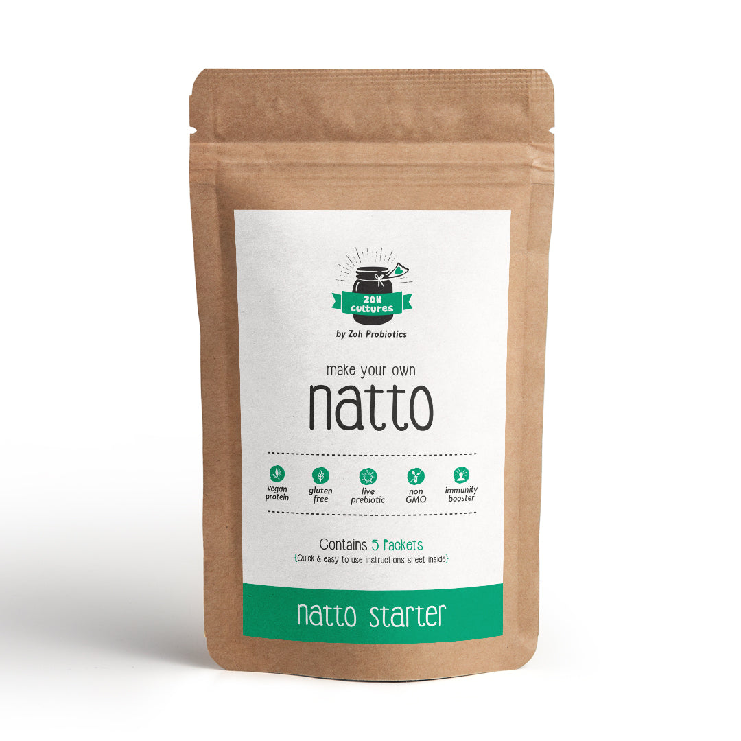 Zoh Probiotics Natto Starter Culture pouch — vegan, gluten-free, non-GMO, makes natto at home in India