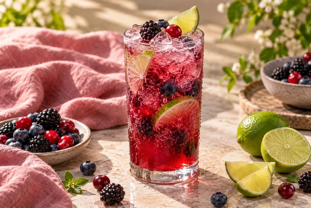 Berry Blast Kombucha serving suggestion