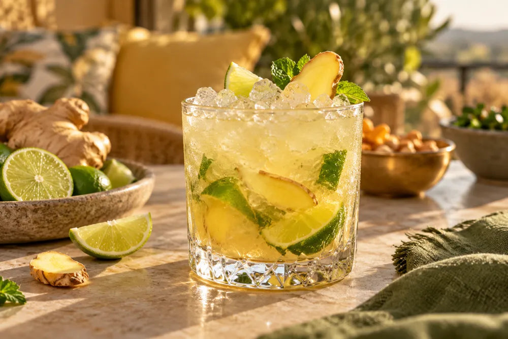 Ginger Lemon Water Kefir serving suggestion